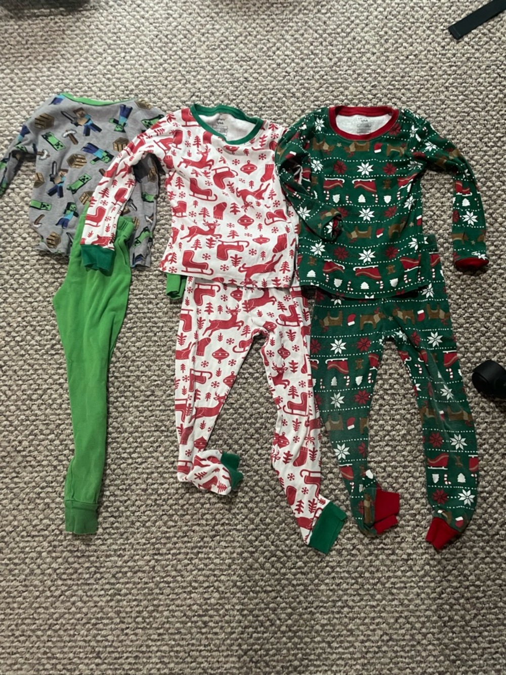 6T Toddler Holiday Pajama Set Trio - Red, Green, White